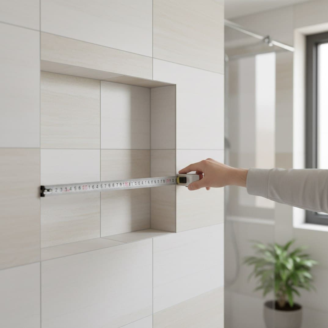 mesure d'une niche murale avant la pose d'un miroir sur mesure