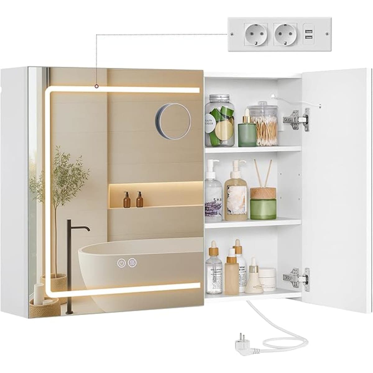 VASAGLE Kailyn Miroir Grossissant x10