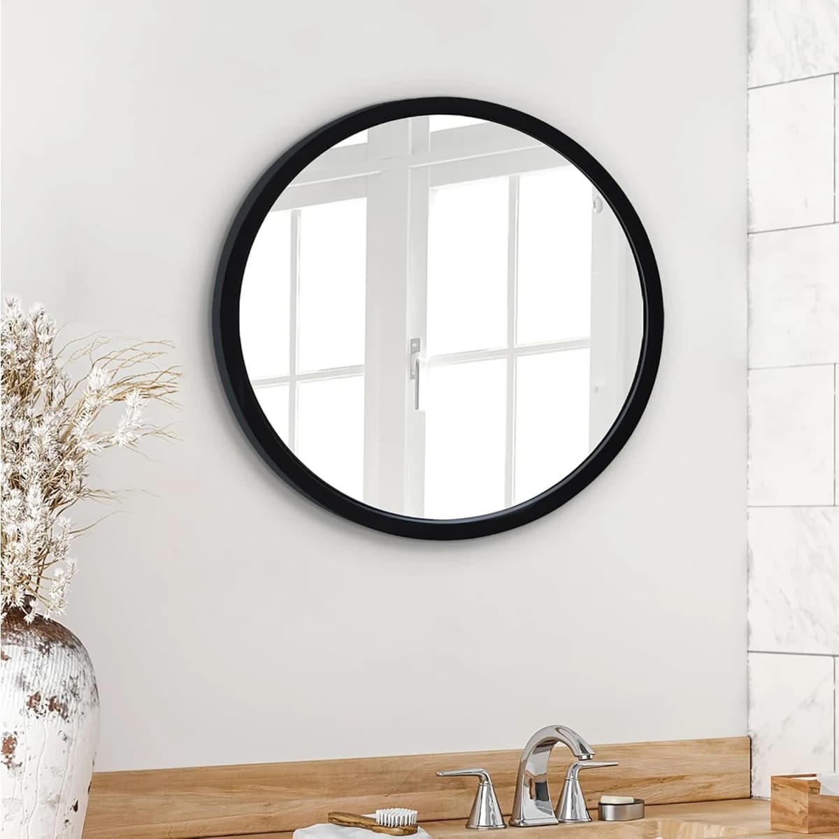 Americanflat Miroir Rond Noir 51cm