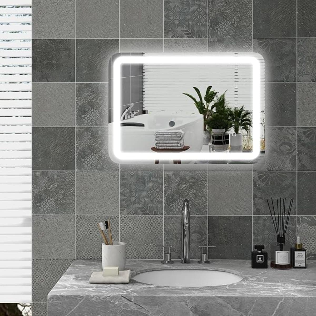 HOMCOM Miroir LED 50x70 cm